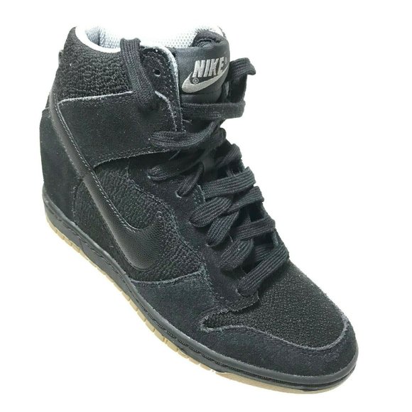 nike dunk sky high wedge black suede